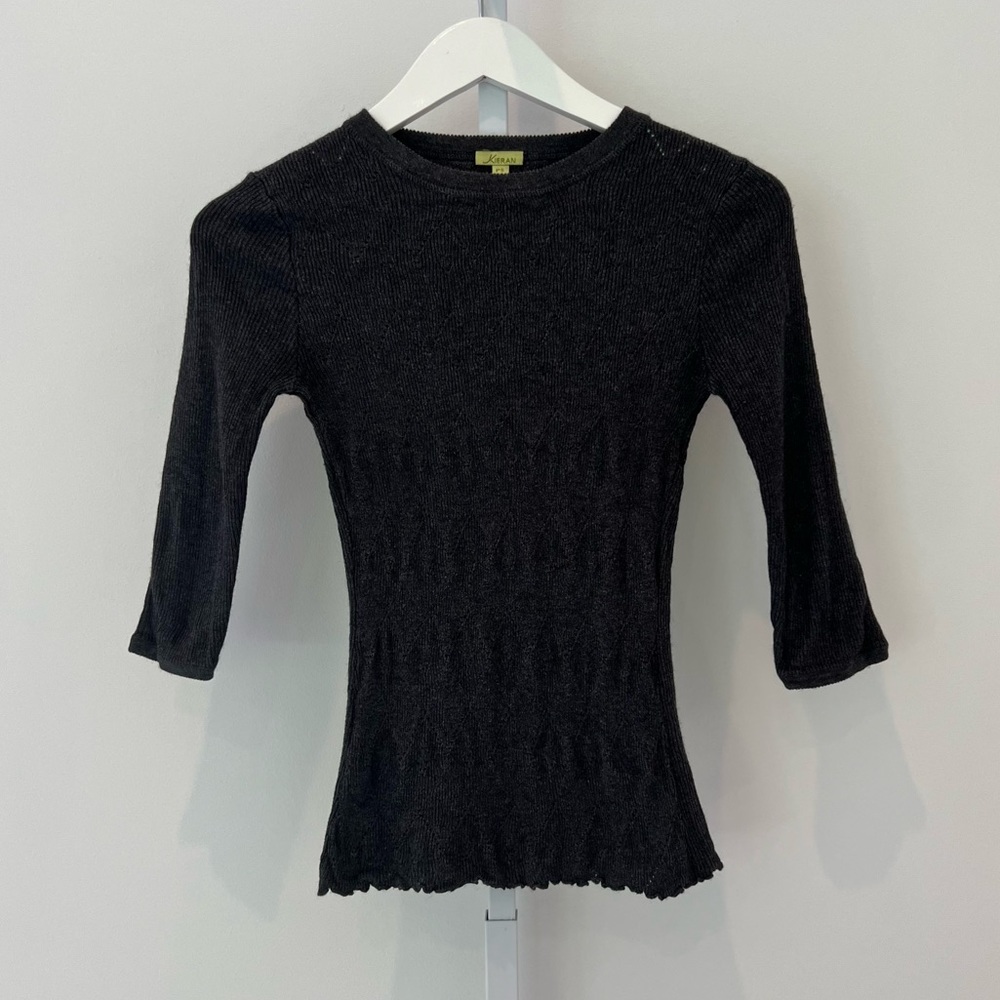 KIERAN CHARCOAL GRAY PATTERN KNIT SWEATER TOP SIZE PS